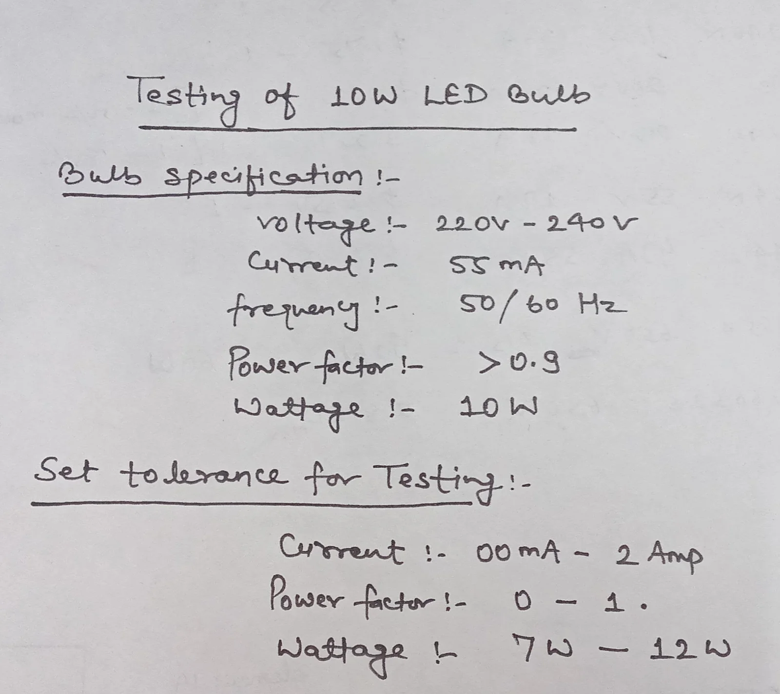 Connection diagram of AC Power Source and Testing 10 Watt Load with PT-AC meter